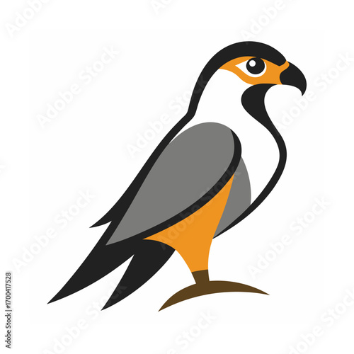 Stylized falcon in profile view bird raptor