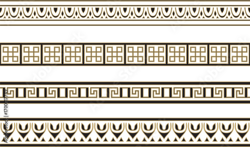 Classic greek black and gold seamless ornament. Vector endless pattern of ancient hellens. European border.
