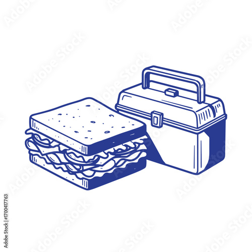 Vector illustration featuring a sandwich and a lunchbox perfect for school and work