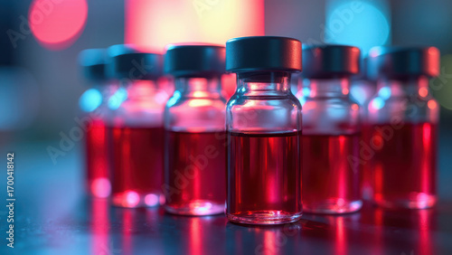 Close-up of blood sample tubes labeled and ready for analysis