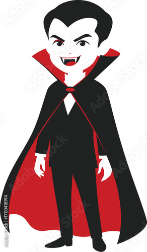 Cartoon vampire character ready for Halloween parties and spooky themed events