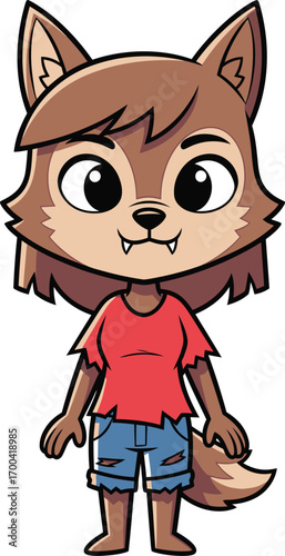 Cute werewolf cartoon character ready for Halloween or fantasy projects