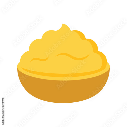Bowl of yellow hummus or dip food