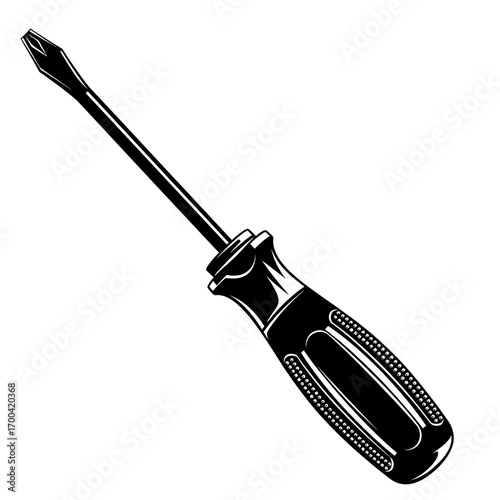 Phillips head screwdriver silhouette isolated on white background