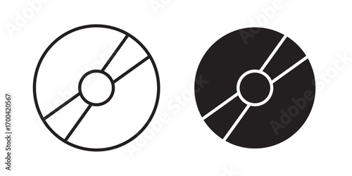 CD icon. flat and simple set design. Vector illustration with stroke and fill on a white background.