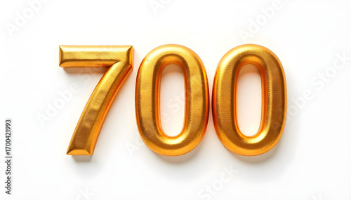 700 made of gold metal isolated on white background