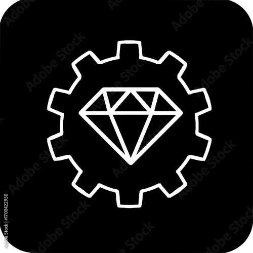 Black and white Diamond gear vector icon