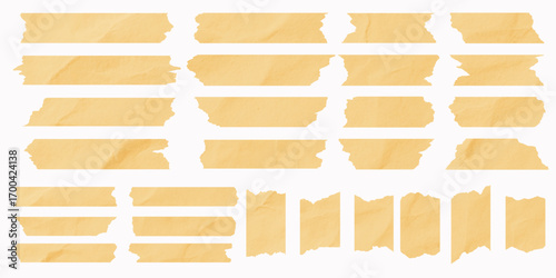 Beige tape and sticker paper set with scotch scrapbook vector design