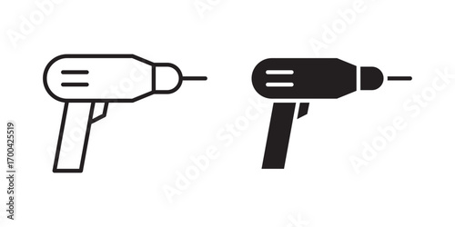 Drill icon.  hand drill icon design. tool and repair, screwdriver sign, Vector illustration with stroke and fill on a white background.