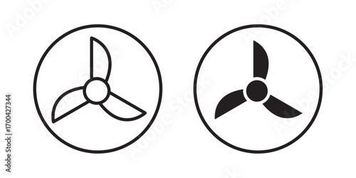 Fan icon. Vector illustration with stroke and fill on a white background.