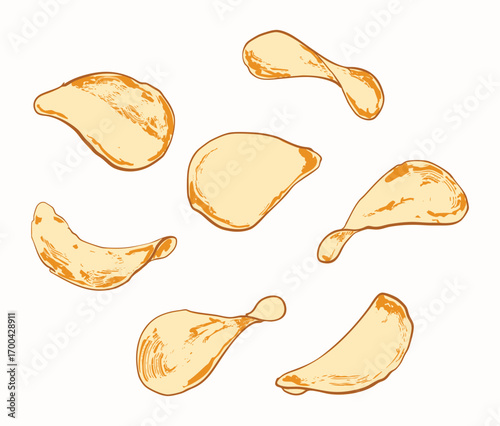 White Potato Chips Illustration – Crunchy Snack
