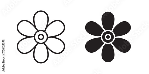 Flower icon.  Floral leaves in bloom on white background .Vector illustration with stroke and fill on a white background.