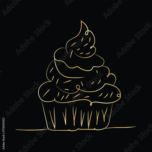 A delightful vector illustration of a festive Christmas cupcake decorated with a sweet holiday tree and creamy frosting