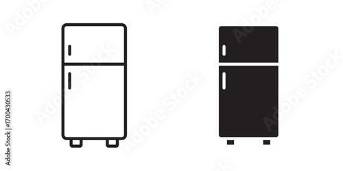 Fridge icon . Line and glyph refrigerator icons. Vector illustration with stroke and fill on a white background.