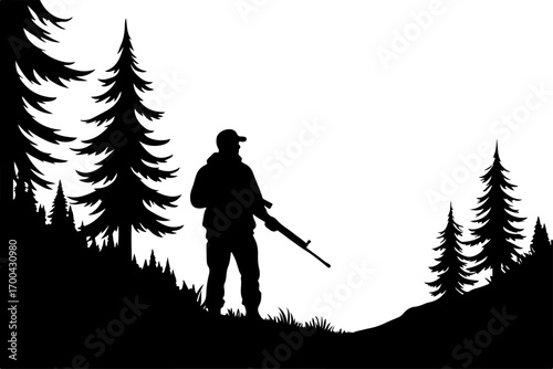 Silhouette of Dog in Forest Clearing"