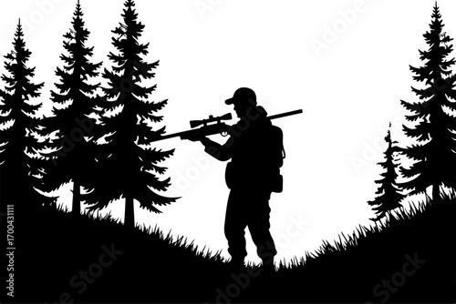 Silhouette of Dog in Forest Clearing"
