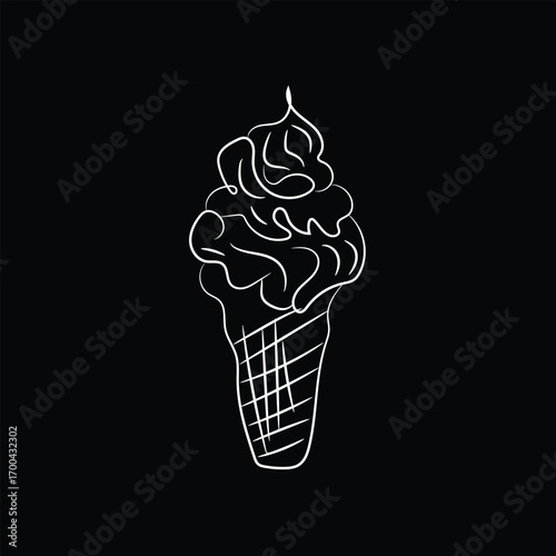 Vector ice cream cone with delicious creamy vanilla, chocolate, and strawberry flavors perfect for a sweet summer dessert