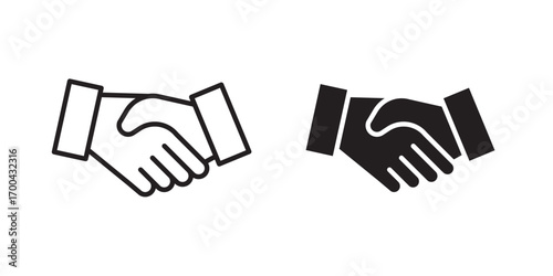 Handshake icon. Vector illustration with stroke and fill on a white background.