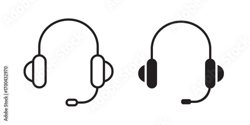 Headphones icon .Vector illustration with stroke and fill on a white background.