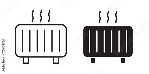 Heater icon. Winter convector sign. Domestic heater symbol. for web and mobile app. Vector illustration with stroke and fill on a white background.