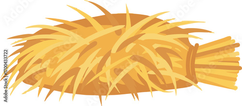 Illustration Vector of Hay Bale with Golden Straw in Rustic Style