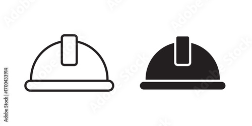 Helmet icon. Construction helmet icon. for web, UI and mobile apps. Vector illustration with stroke and fill on a white background.