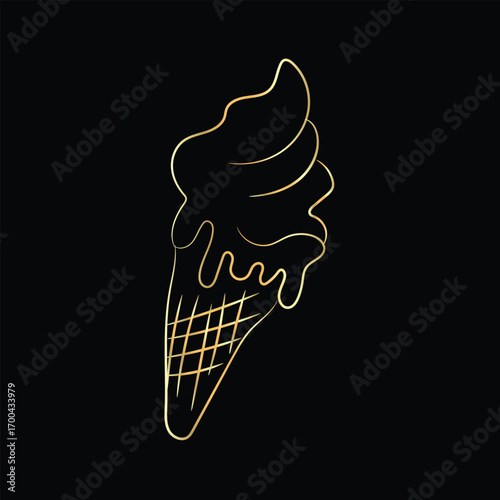 Vector illustration of a delicious, creamy ice cream cone with various sweet flavors perfect for a cold summer dessert