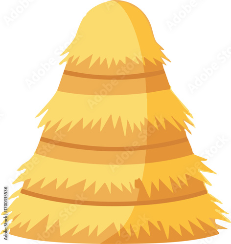 Illustration Vector of a Hay Bale with Golden Color and Horizontal Lines on a White Background