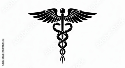Black and White Caduceus Symbol Design