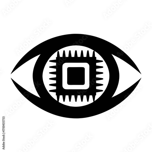 Eye with chip technology vector illustration for artificial intelligence and vision system design