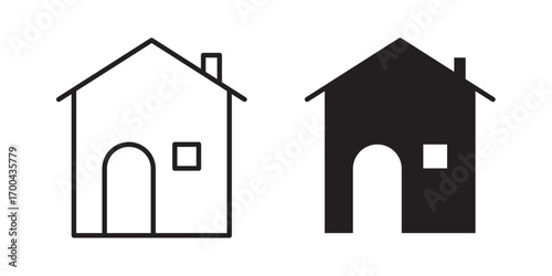 House icon. monochrome house icon. Vector illustration with stroke and fill on a white background.