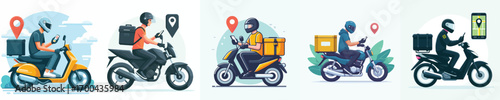 vector of a person delivering a package to a location