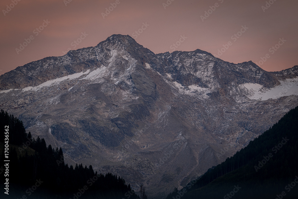 Obraz premium View from Bad Hofgastein to Bad Gastein on the Austrian Alps