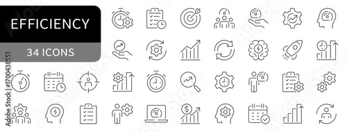 Efficiency simple line icons. Productivity, editable stroke icon. vector