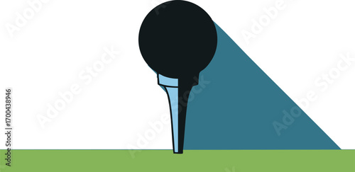 Golf Vector Illustration of Ball on Tee with Shadow in Modern Style