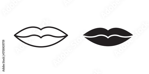 Lips icon. Valentine's Day Elements Icon . Vector illustration with stroke and fill on a white background.