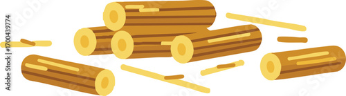 Illustration Logs Vector with Wood Chips Minimalist Style Tan Color for Forestry and Woodworking Industry
