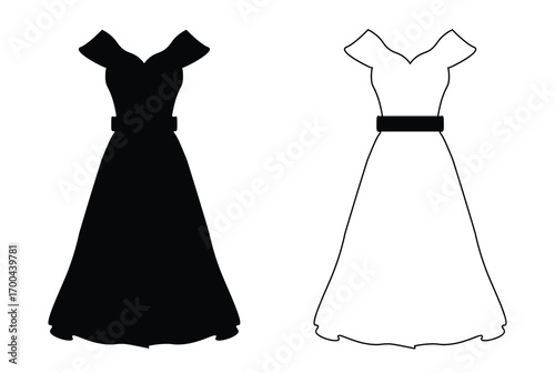 stylish dress vector silhouette