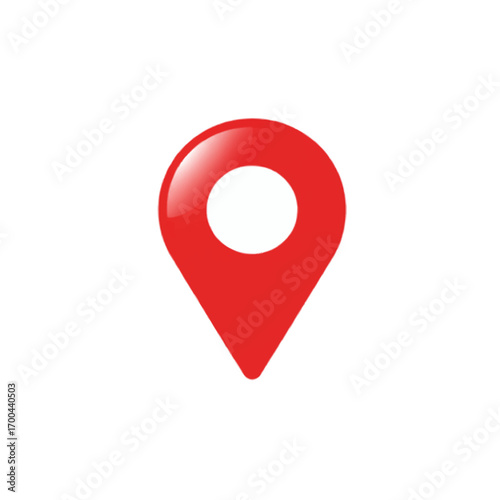 A vibrant red map marker icon signifying location, destination, and pinpointing specific places on a map for navigation and travel purposes