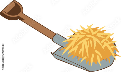 Illustration Vector of Shovel with Hay Abstract Design Simple Style