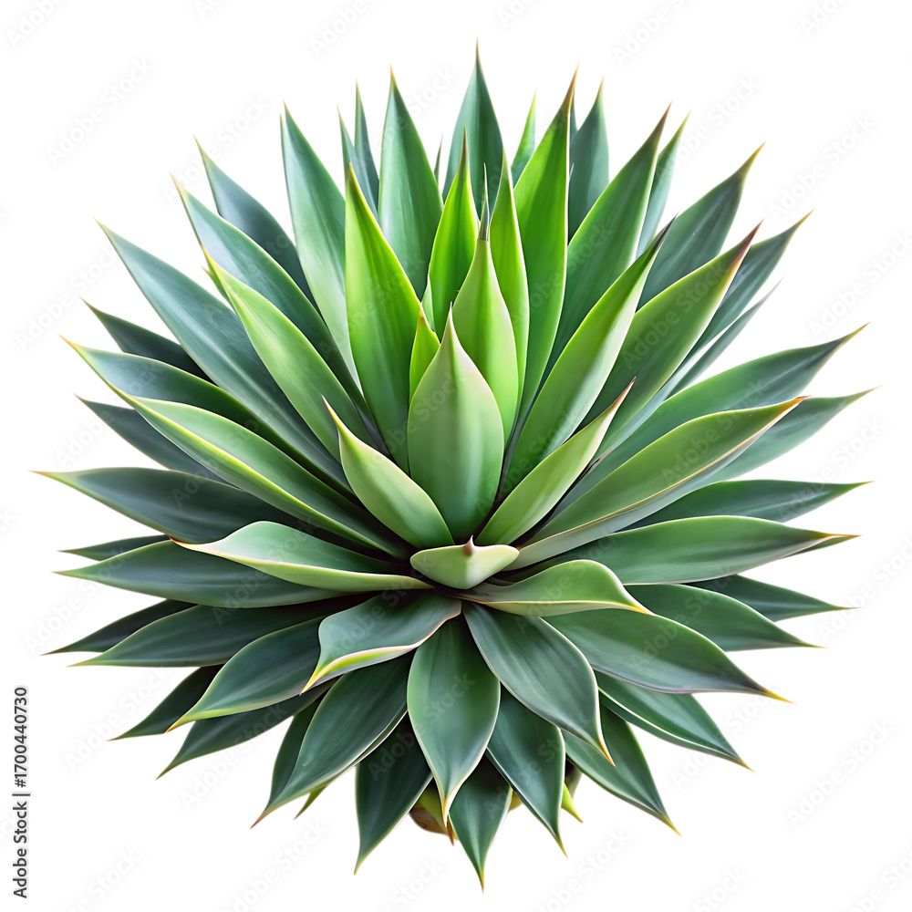 Fototapeta premium Agave Plant Close Up with Sharp Leaves on transparent background