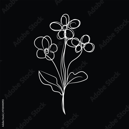 Black and white vintage floral tree with butterfly and leaf curl art for spring card or wedding decoration