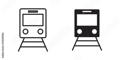 Metro station icon . Subway station. Underground transit. Tunnel railway. Suburban rail system. Vector illustration with stroke and fill on a white background.