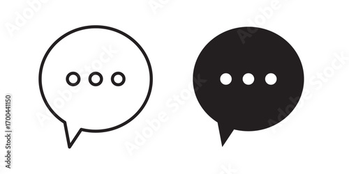 Message icon. Speech bubble, message icon collection. Vector illustration with stroke and fill on a white background.