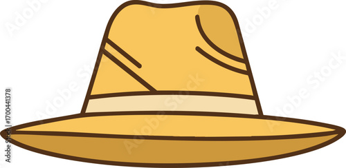 Illustration Vector of a straw hat in yellow color isolated on white background modern style