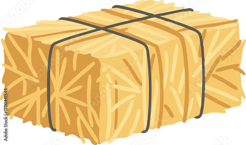 Illustration Vector of a Hay Bale Tied with Twine Decorative Agricultural Element with Simple Style