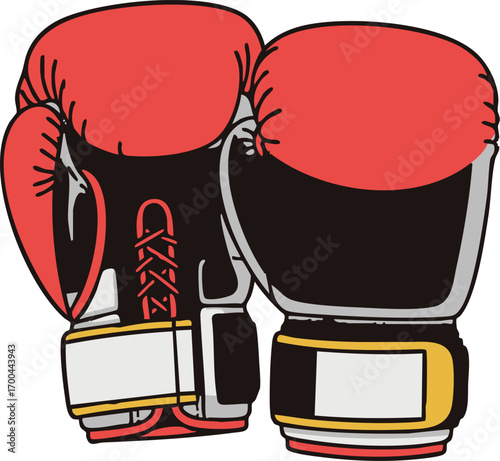 Boxing Gloves Vector Illustration Red and Black Sport Icon Design Editable Vector Artwork