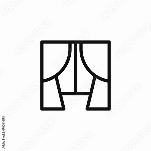 drawn curtain window icon sign vector