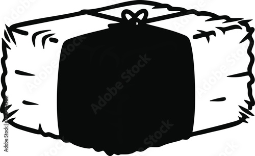 Hay Bale Vector Illustration Rustic Farm Icon Symbol Black and White Minimalist Design