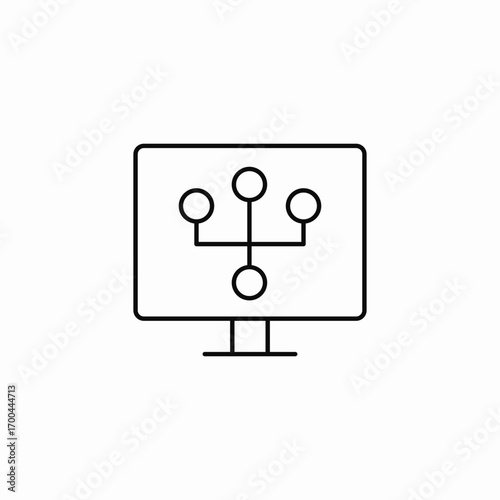 monitor with nodes icon sign vector